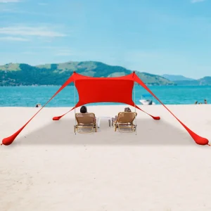 Red 2m * 1.6m Beach Elastic Sunshade Outdoor Tent for Beach