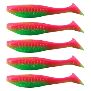 5Pcs Soft Lures 4 Inch 9g T Tail Swimbait Soft Baits for Bass Fishing