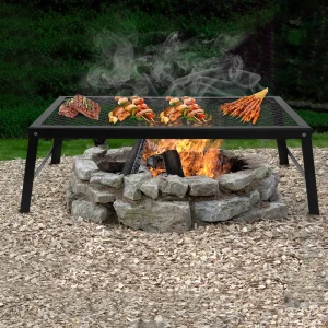 Folding Outdoor Camping BBQ Grill Picnic Campfire Pit Over Fire Cooking Grate